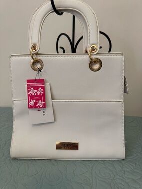 White Vegan Leather Trina Turk Top-Handle Women’s Bag